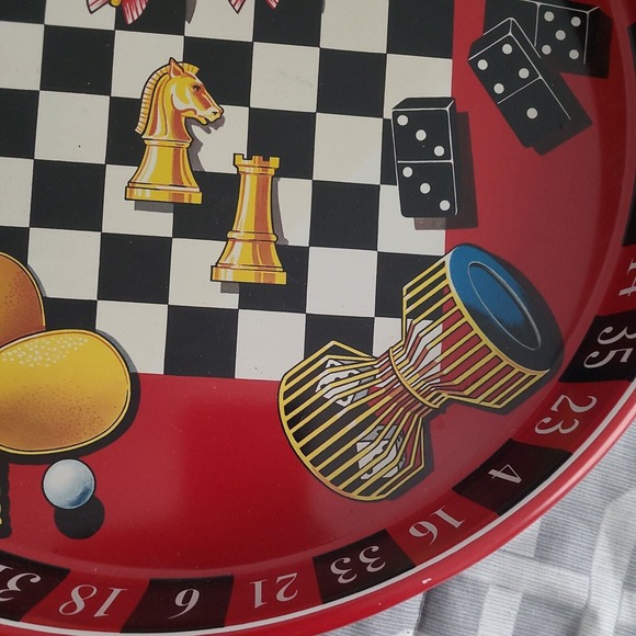 Vintage Game Room Serving Metal Tray 13" D - Picture 3 of 4